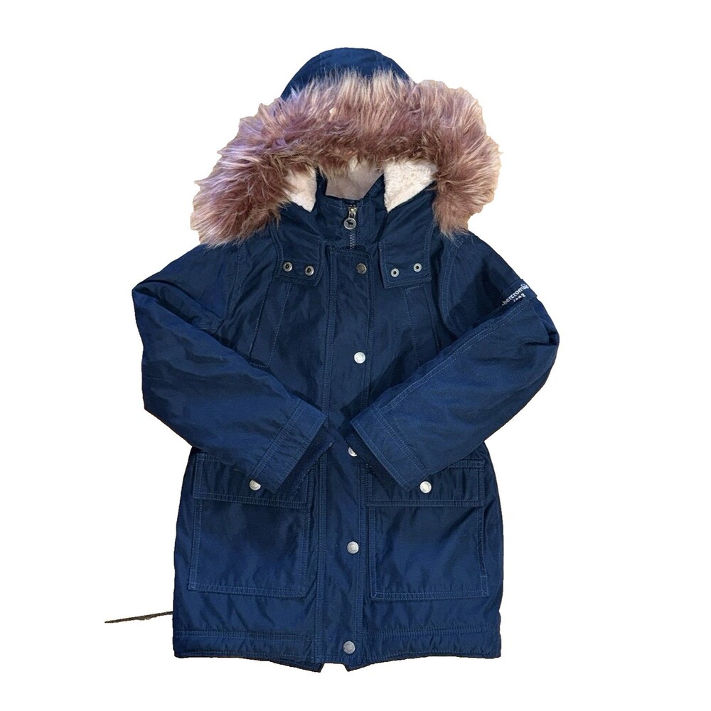 Abercrombie kids Girls Winter Parka Coat Removable Faux Fur Hood Size 7/8